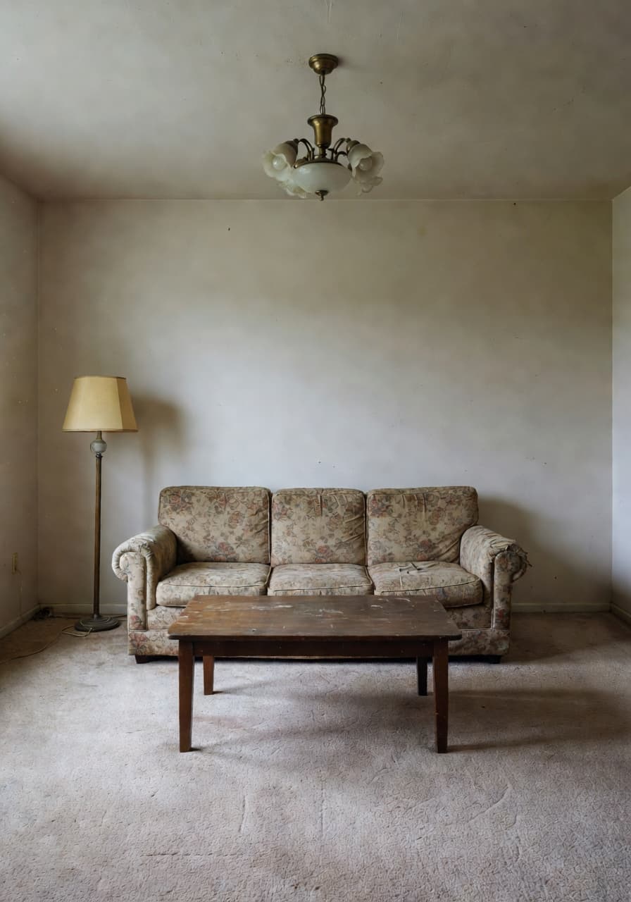 Original outdated living room photo before AI home design